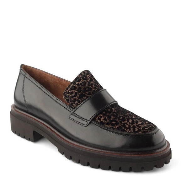 🆕PAUL GREEN Natasha Platform Leopard Print Leather Loafer
